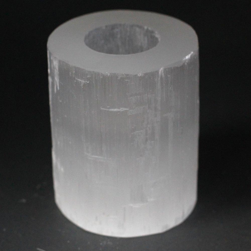 ancient wisdom Selenite Cylinder Candle Holder - 10 cm
