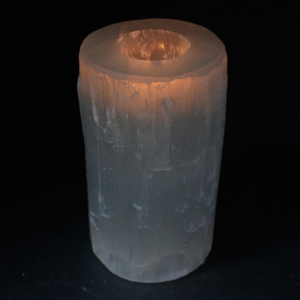 Ancient Wisdom Selenite Cylinder Candle Holder - 15 Cm