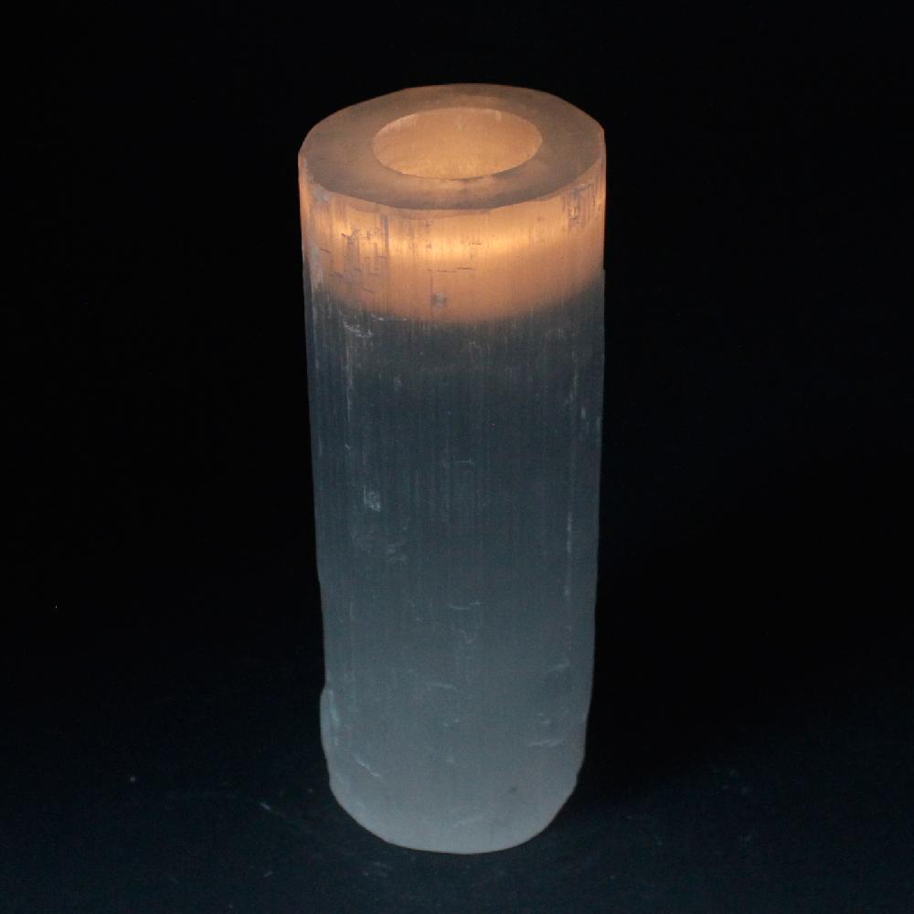 Ancient Wisdom Selenite Cylinder Candle Holder - 20 Cm