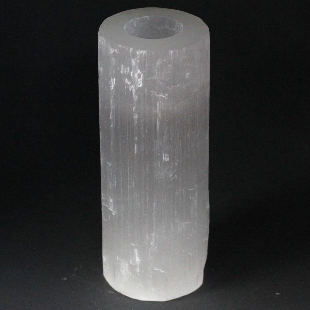 ancient wisdom Selenite Cylinder Candle Holder - 20 cm