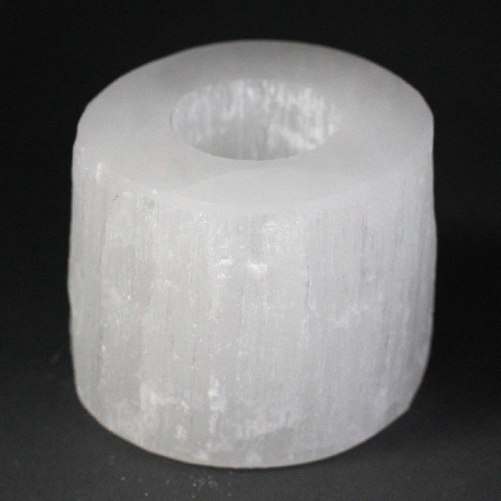 ancient wisdom Selenite Cylinder Candle Holder - 8 cm