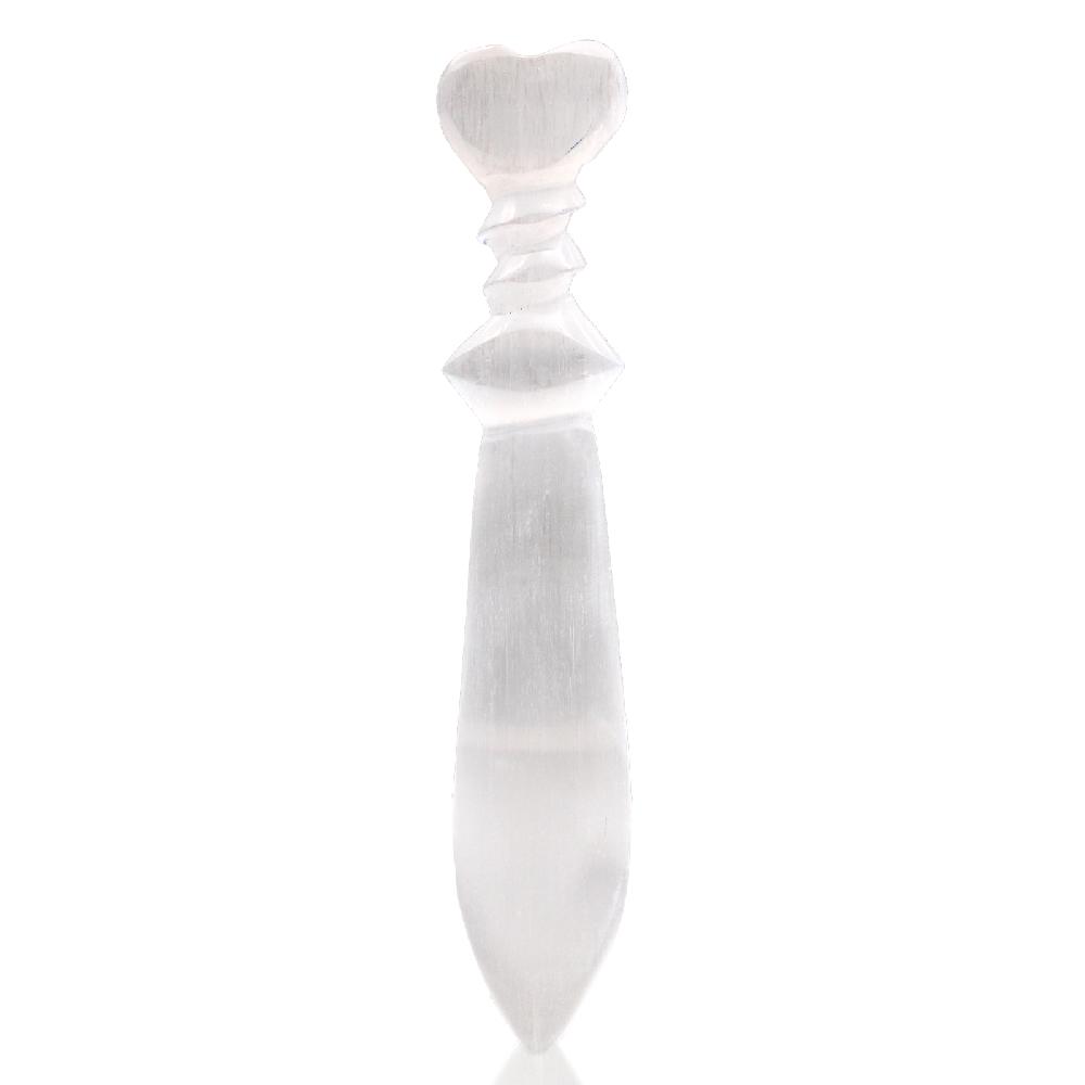 Ancient Wisdom Selenite Large Ritual Knife - Spiral (25cm)