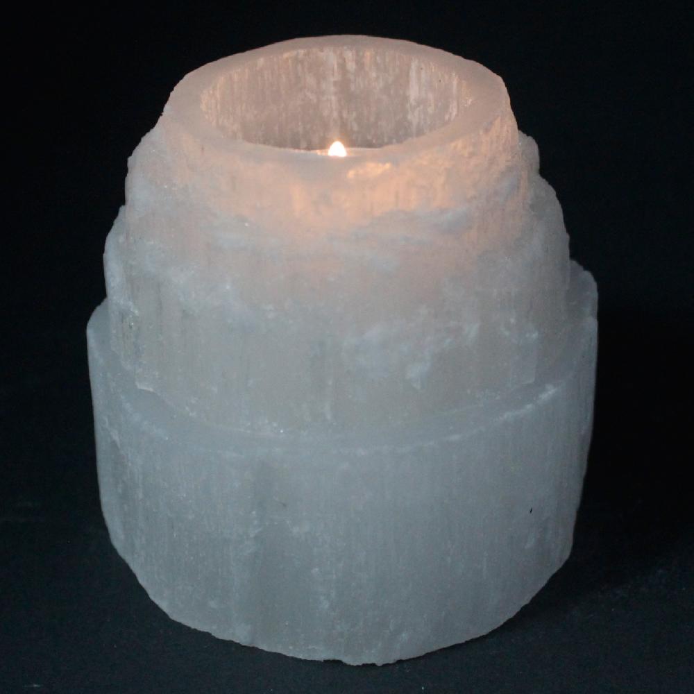 Ancient Wisdom Selenite Mountain Top Candle Holder - 8 Cm