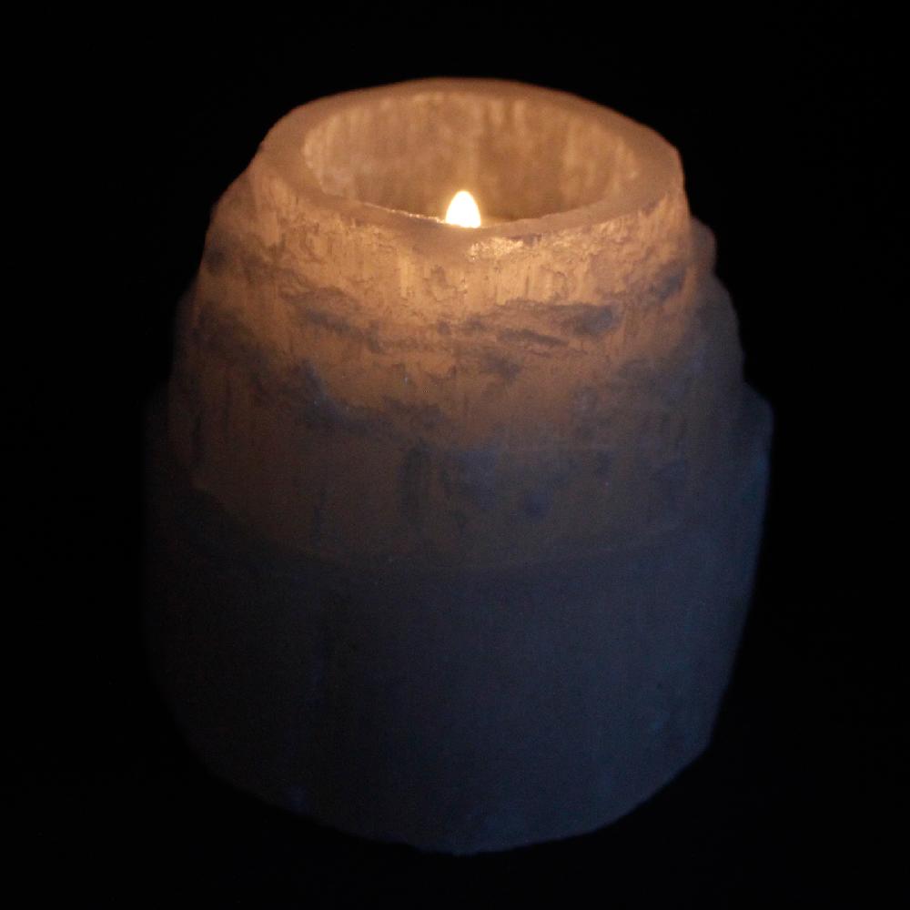 Ancient Wisdom Selenite Mountain Top Candle Holder - 8 Cm