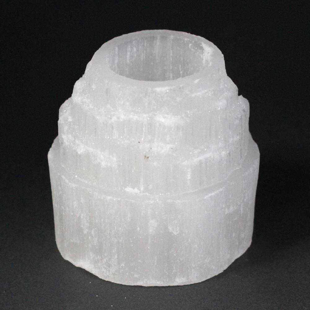 ancient wisdom Selenite Mountain Top Candle Holder - 8 cm