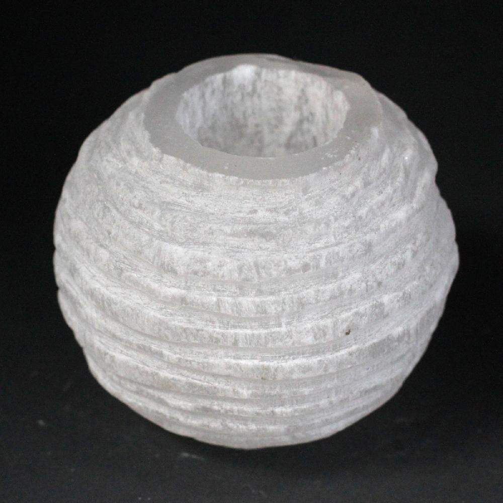 ancient wisdom Selenite Snowball Candle Holder - 8 cm