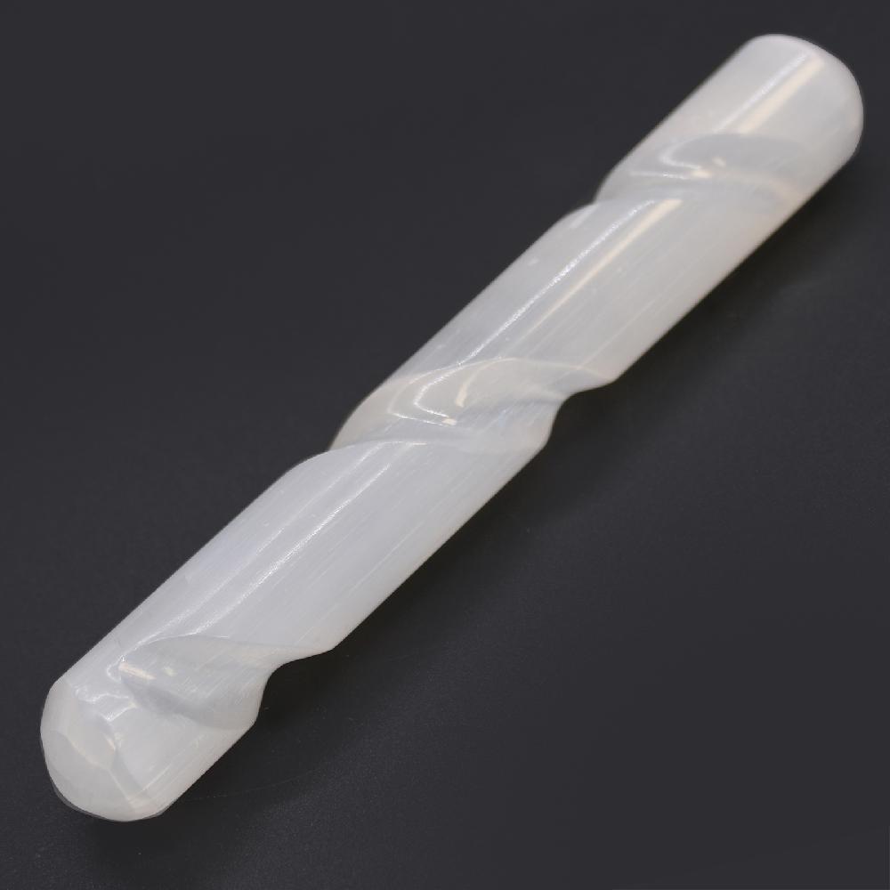Ancient Wisdom Selenite Spiral Wand - 16 Cm ( Round Both Ends)