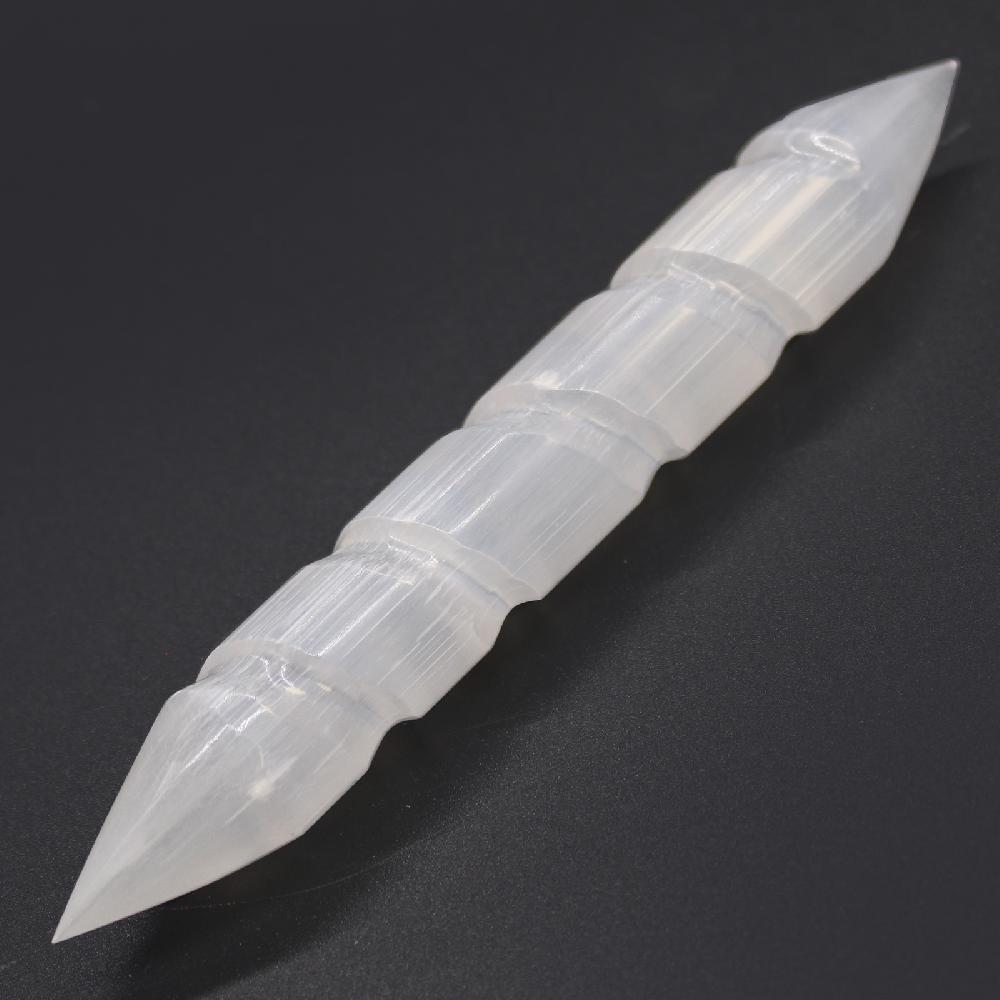 Ancient Wisdom Selenite Spiral Wands - 16 Cm (Point Both Ends)