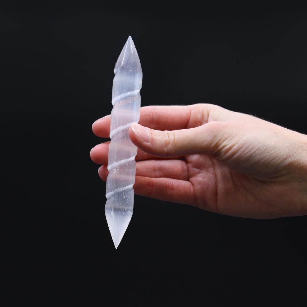 Ancient Wisdom Selenite Spiral Wands - 16 Cm (Point Both Ends)