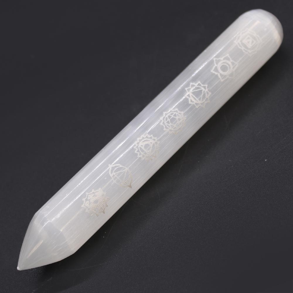 Ancient Wisdom Selenite Wand - 16 Cm (Point One End) 7 Chakra