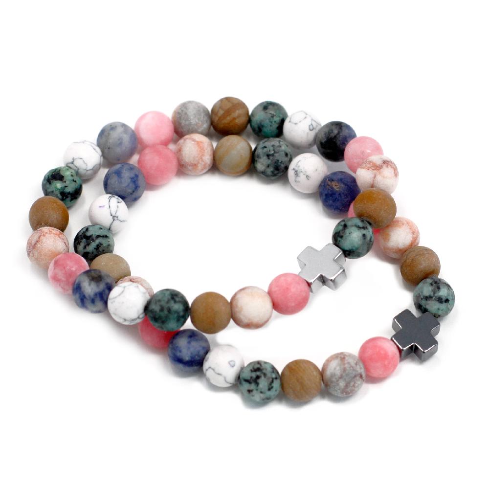 ancient wisdom Set of 2 Gemstones Friendship Bracelets - Harmony - Rainbow Gemstones