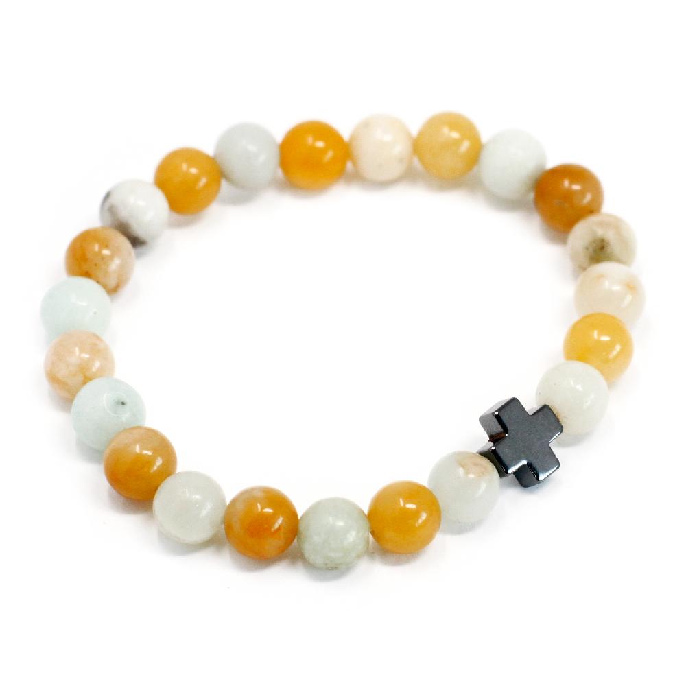 Ancient Wisdom Set Of 2 Gemstones Friendship Bracelets - Loyalty - Amazonite & Yellow Jasper