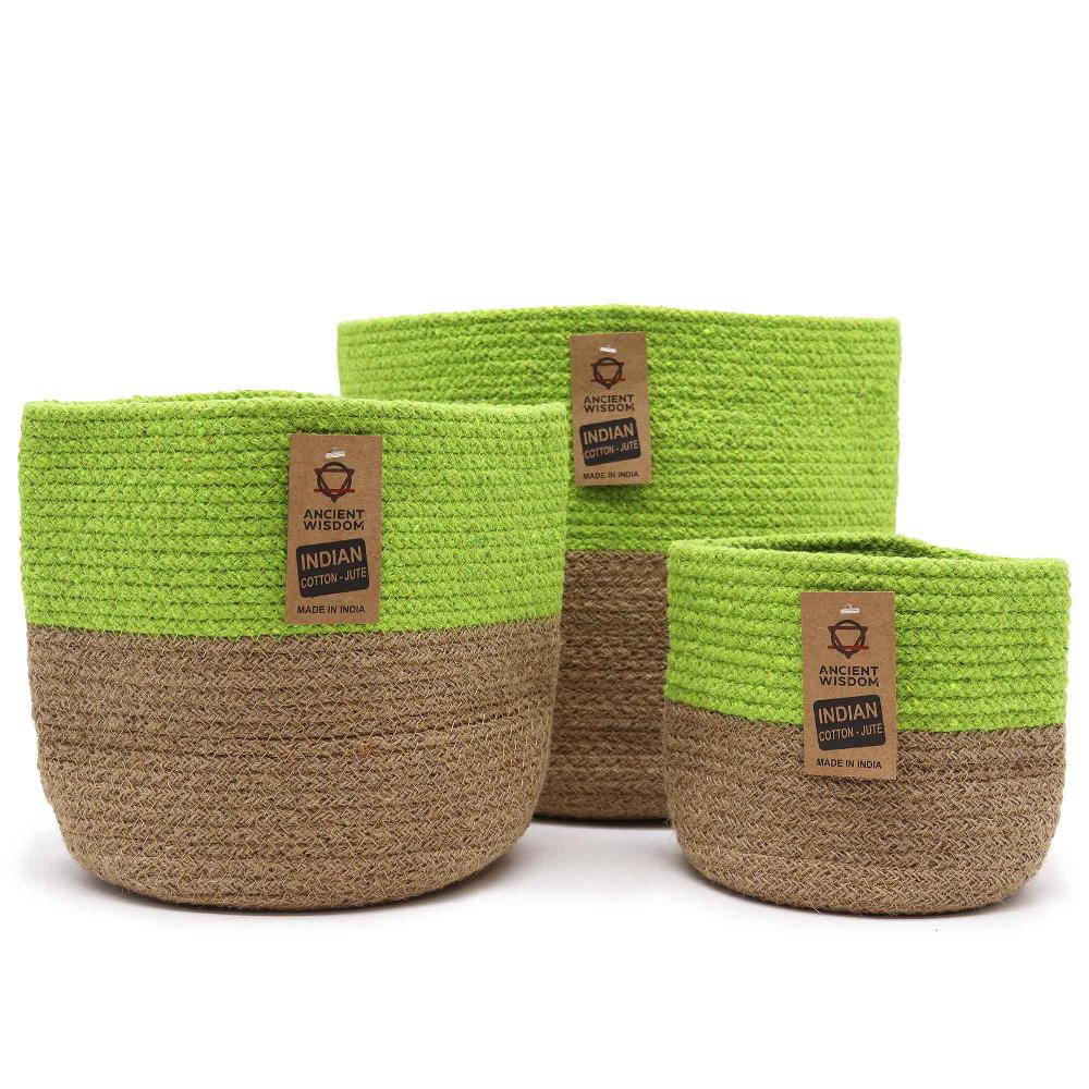 ancient wisdom Set of 3 Cotton Rope Storage Baskets - Pistachio