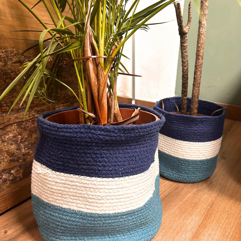 Ancient Wisdom Set Of 3 Evil Eye Jute Rope Baskets - 15cm / 20cm / 25cm