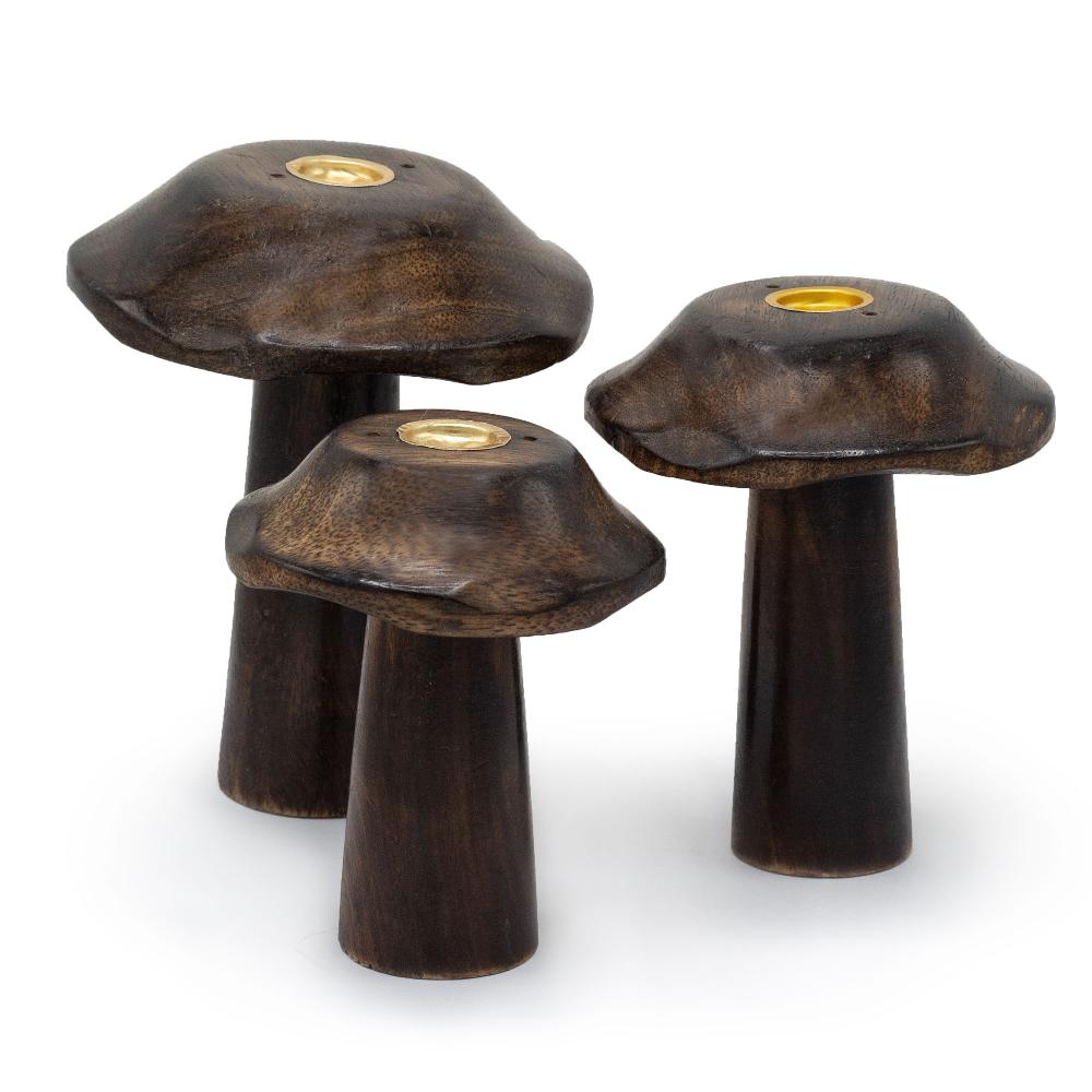 ancient wisdom Set of 3 Flat Incense Cone Mushrooms (13cm 12cm 11cm)