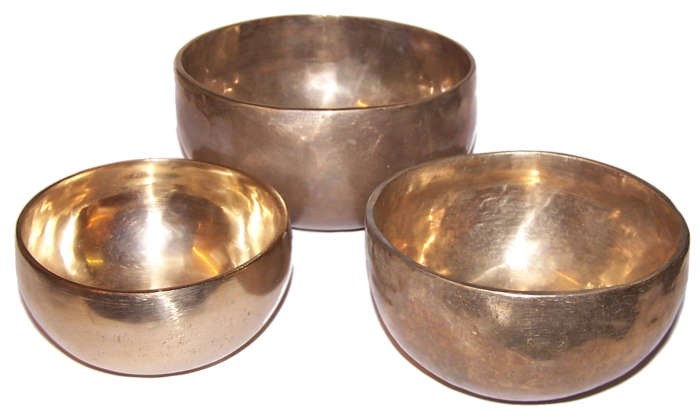 ancient wisdom Set of 3 Handmade Brass Singing Bowls