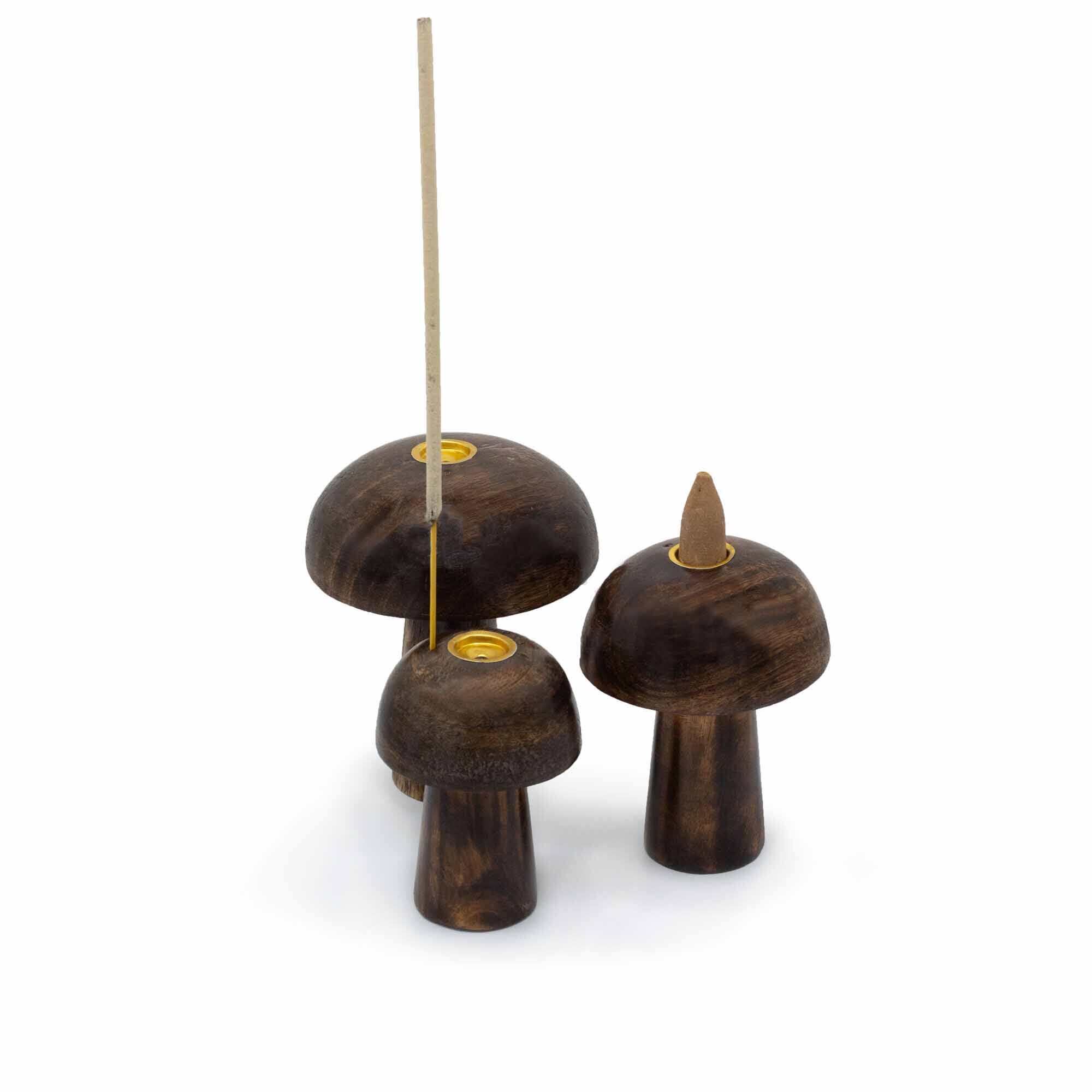 Ancient Wisdom Set Of 3 Incense Cone Mushrooms ((10cm 9cm 8cm)