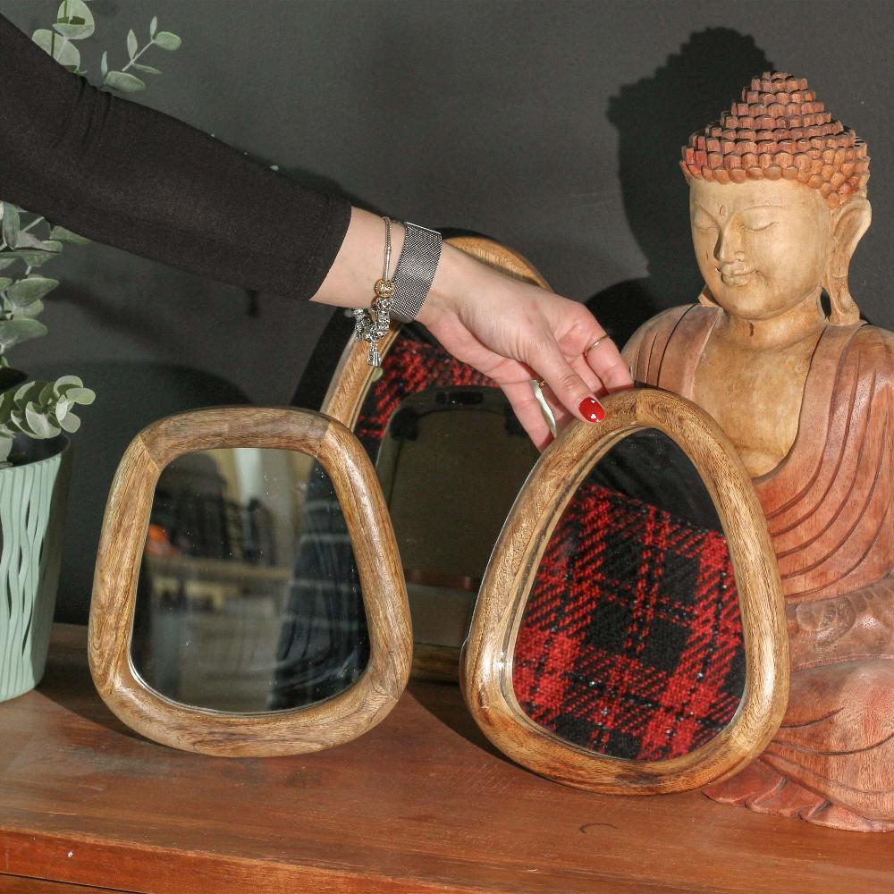 Ancient Wisdom Set Of 3 Pebble Shaped Mirrors - Dark Brown Finish