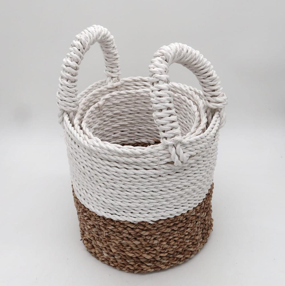Ancient Wisdom Set Of 3 Seagrass Basket Set - Natural White