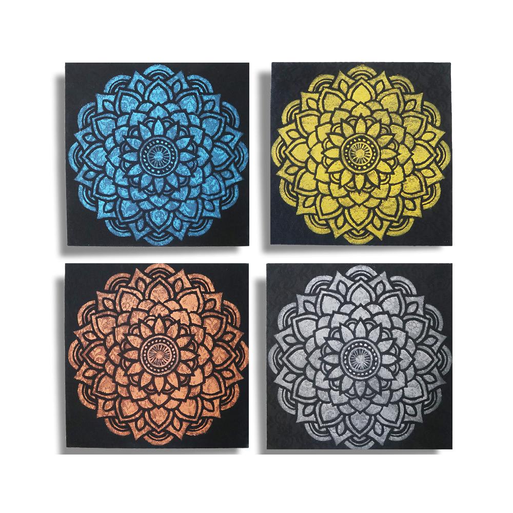 Ancient Wisdom Set Of 4 Mandala Brocade Detail 30x30cm