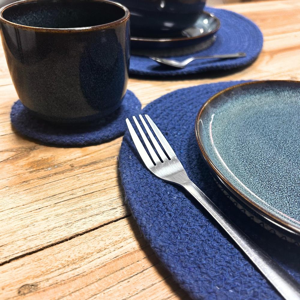 Ancient Wisdom Set Of Evil Eye Jute Rope Coasters & Mats (4 Of Each)