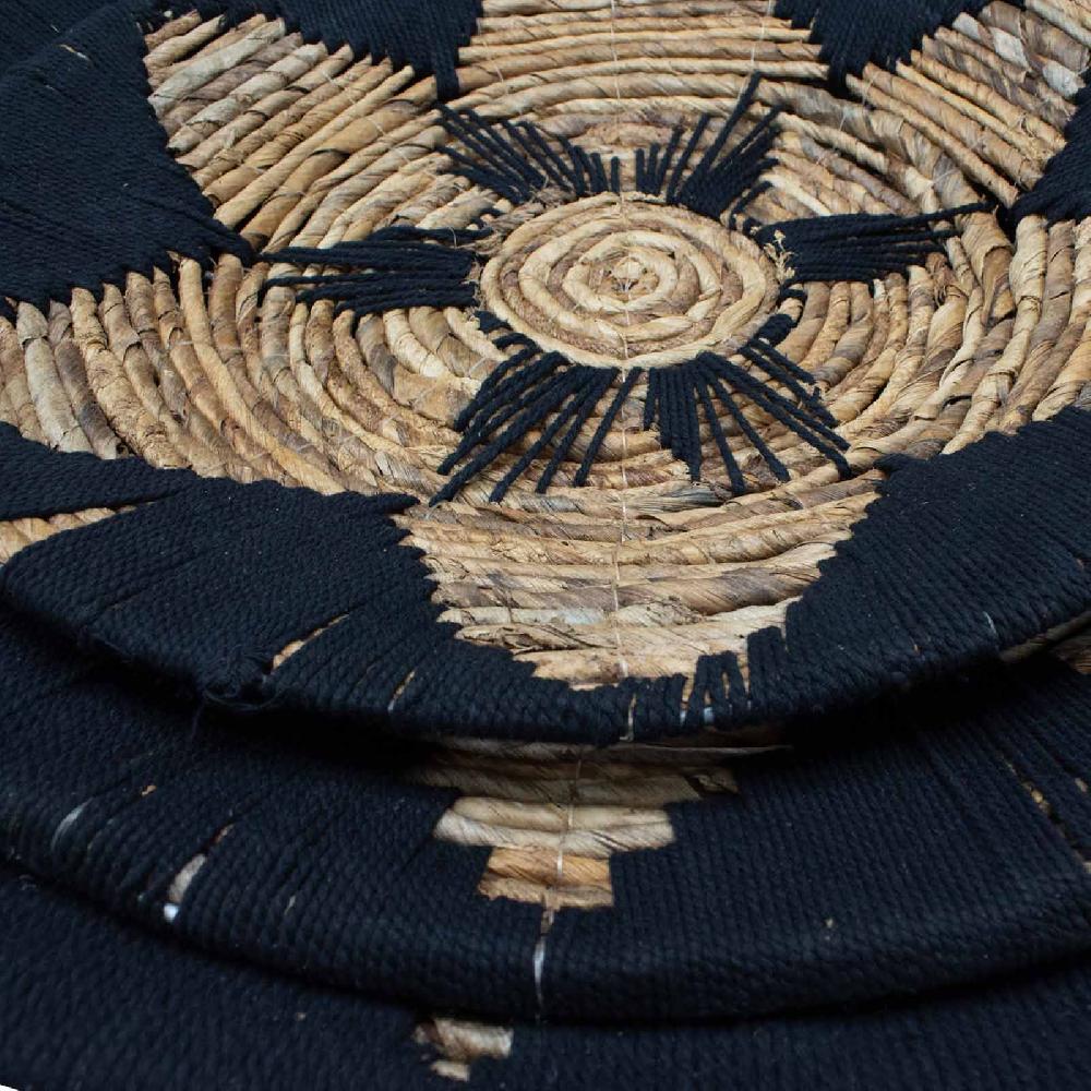 Ancient Wisdom Set Of Three Seagrass Bowls Wall Art - Black