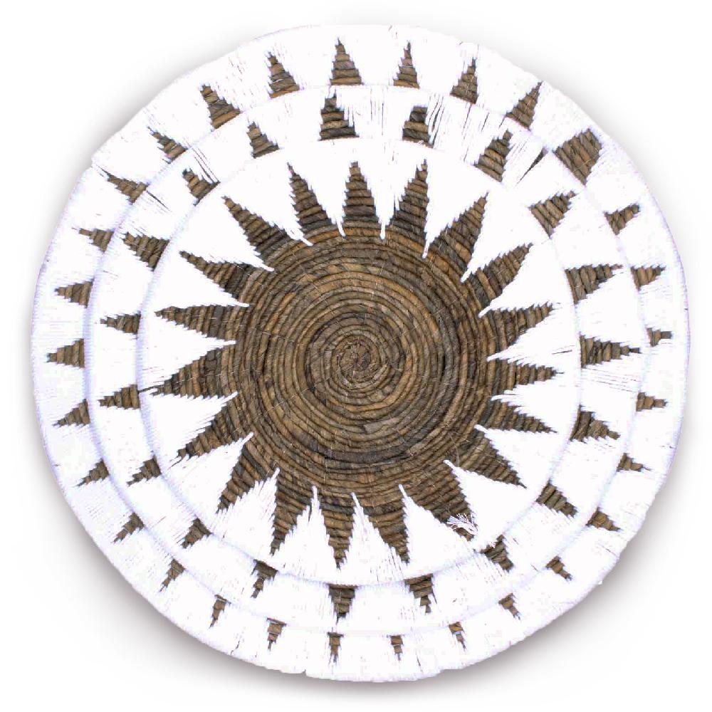 ancient wisdom Set of Three Seagrass Bowls Wall Art - Cream