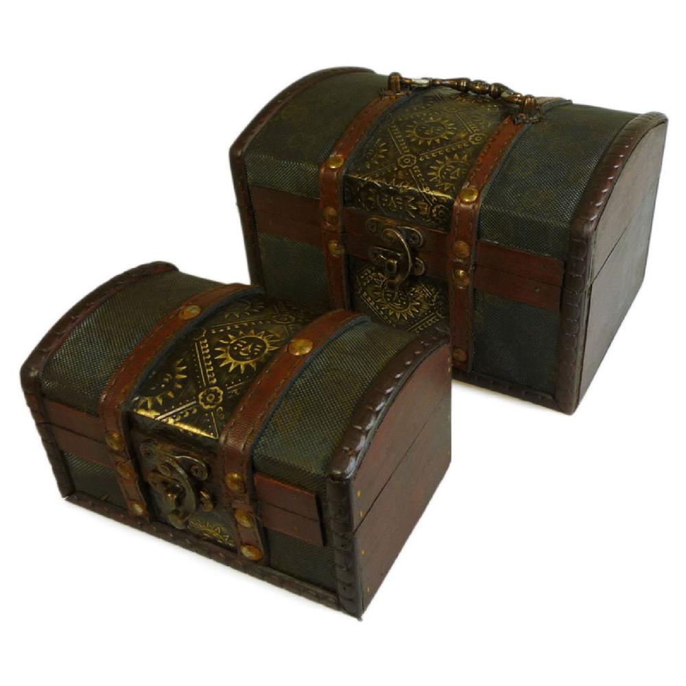 ancient wisdom Sets of 2 Colonial Boxes - Metal Embossed