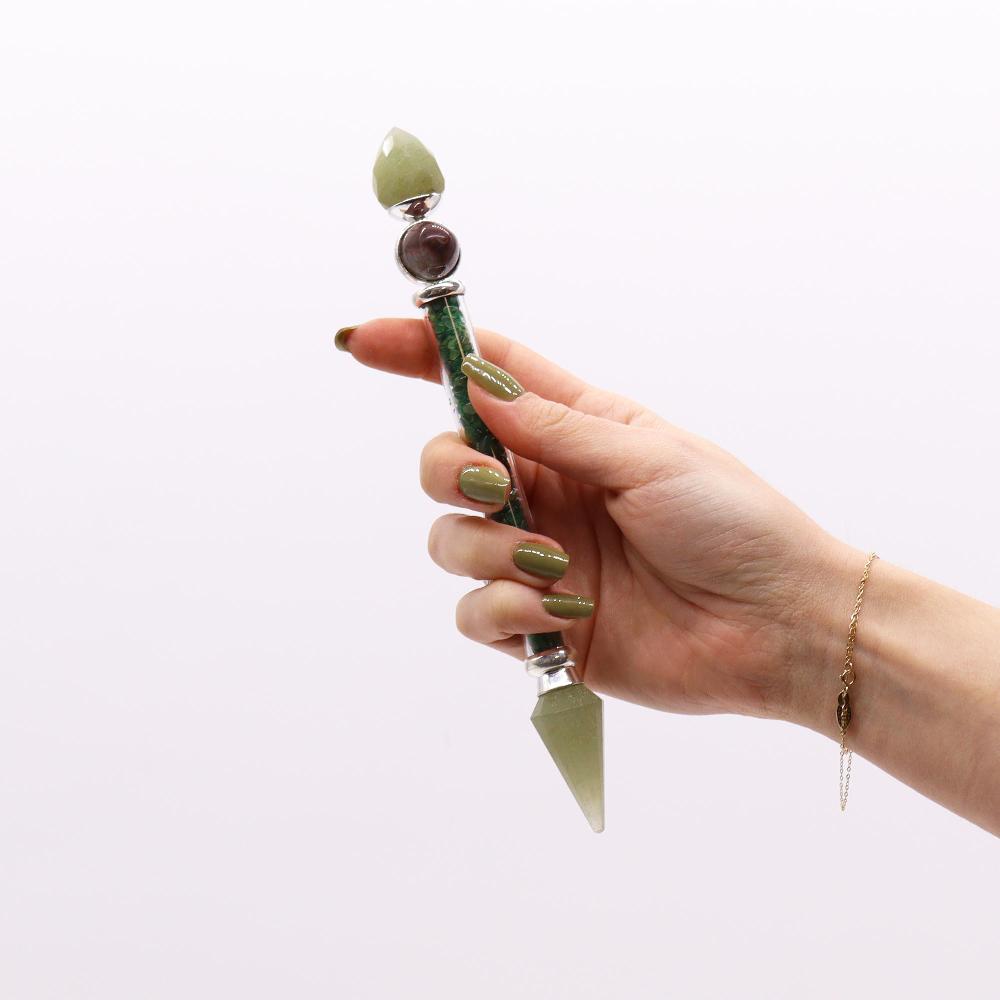 Ancient Wisdom Shiva Lingam Magic Wand - 19.5 Cm - Green Aventurine - Happiness
