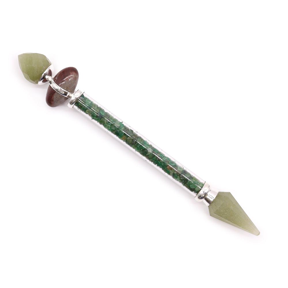 ancient wisdom Shiva Lingam Magic Wand - 19.5 cm - Green Aventurine - Happiness