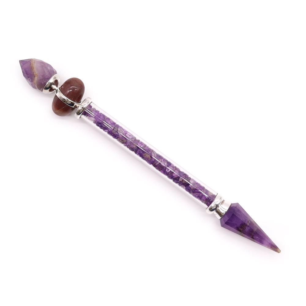ancient wisdom Shiva Lingam Magic Wand - 19.5cm - Amethyst - Success