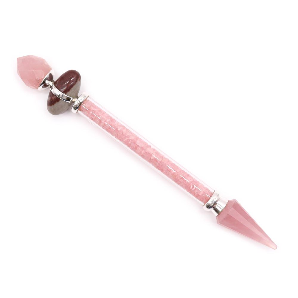 ancient wisdom Shiva Lingam Magic Wand - 19.5cm - Rose Quartz - Love