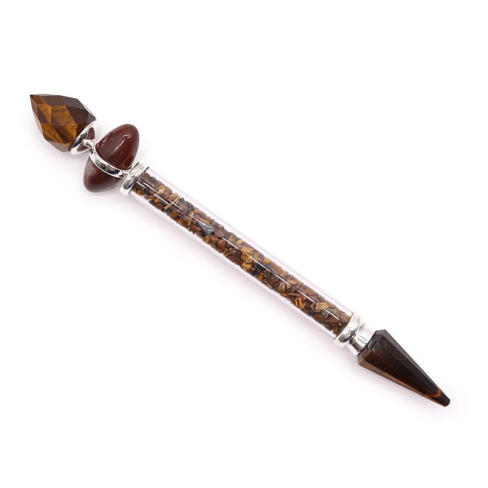 ancient wisdom Shiva Lingam Magic Wand - 19.5cm - Tiger Eye - Confidence