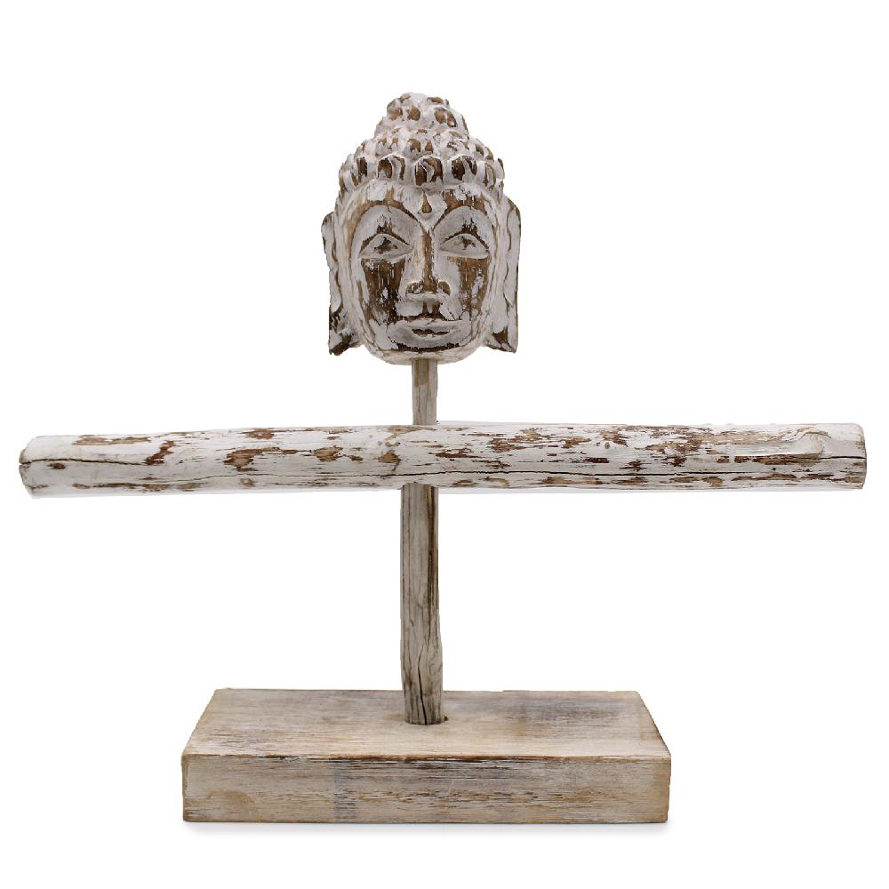 ancient wisdom Single Branch & Buddha Stand - Whitewash