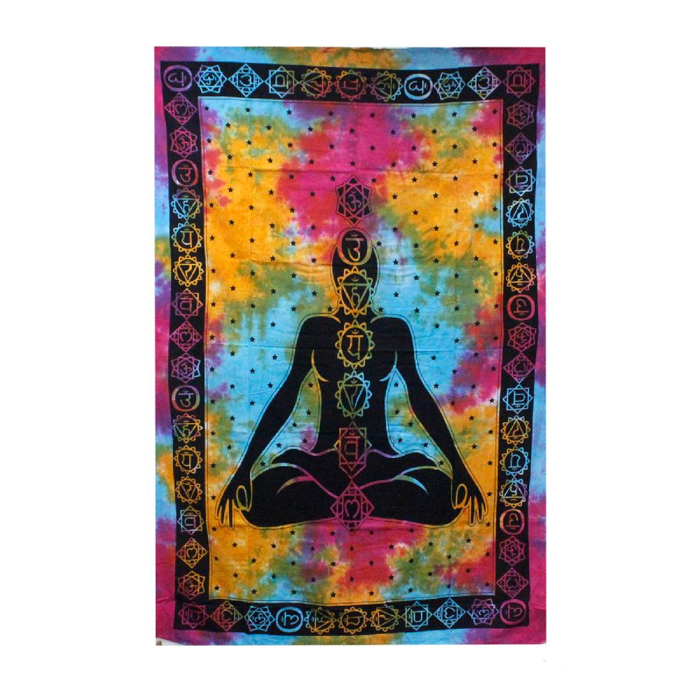 ancient wisdom Single Cotton Bedspread + Wall Hanging - Chakra Buddha