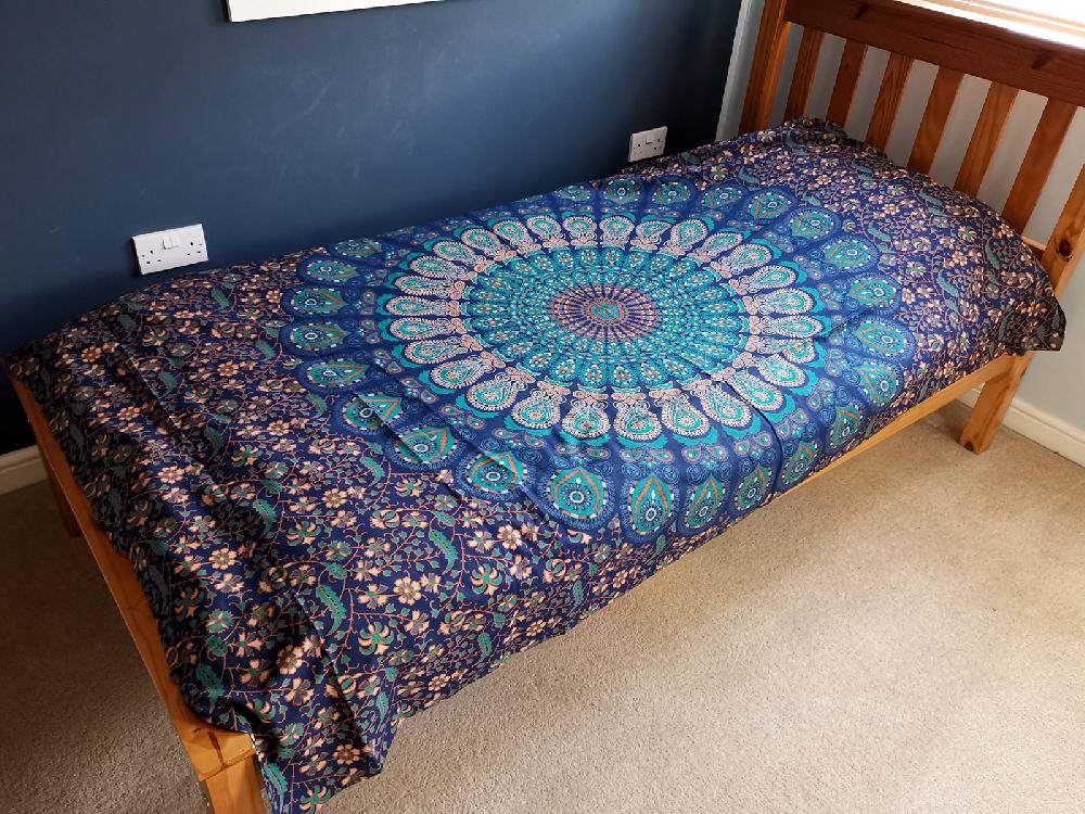 Ancient Wisdom Single Cotton Bedspread + Wall Hanging - Classic Mandala