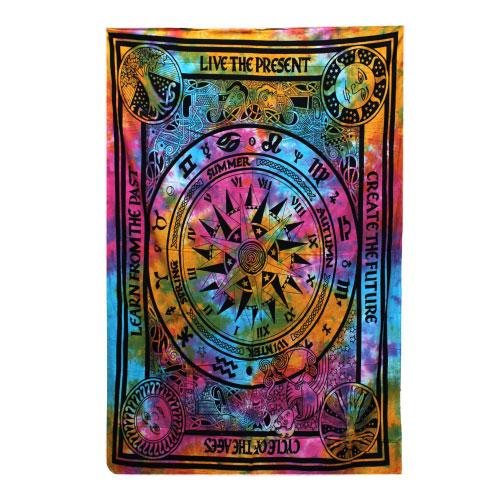 Ancient Wisdom Single Cotton Bedspread + Wall Hanging - Cycle Of Ages