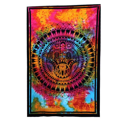 ancient wisdom Single Cotton Bedspread + Wall Hanging - Hamsa