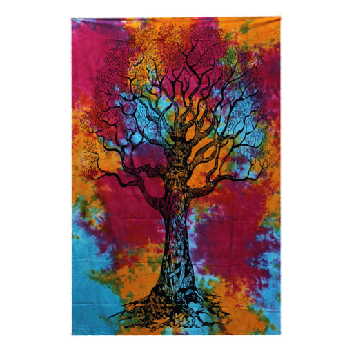 ancient wisdom Single Cotton Bedspread + Wall Hanging - Winter Tree
