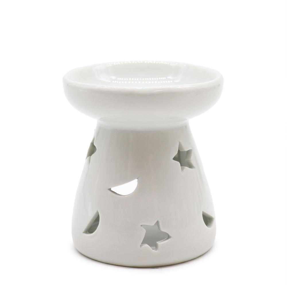 ancient wisdom Sm Classic White Oil Burner - Moon & Star