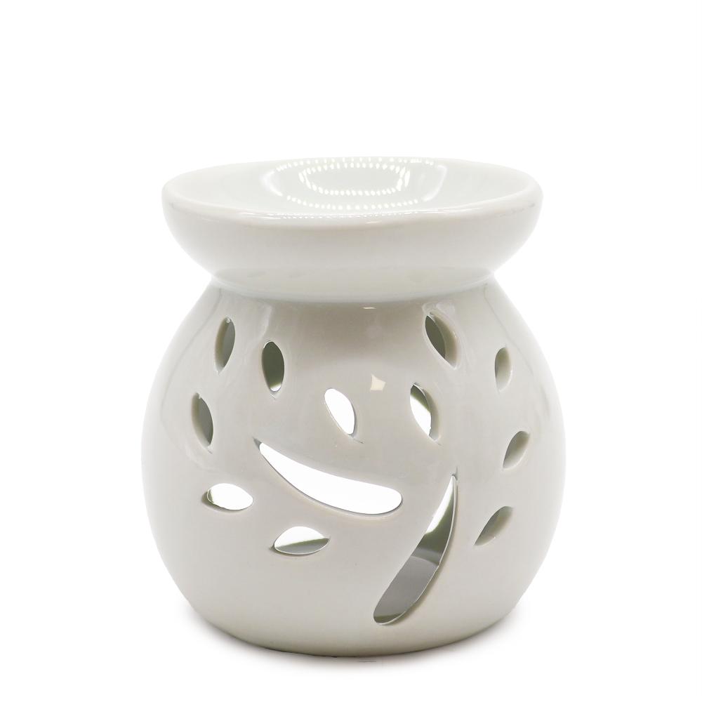 ancient wisdom Sm Classic White Oil Burner - Tree Cut-out