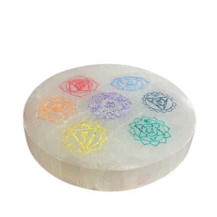Ancient Wisdom Small Charging Plate 8cm - Chakra Design - Colour