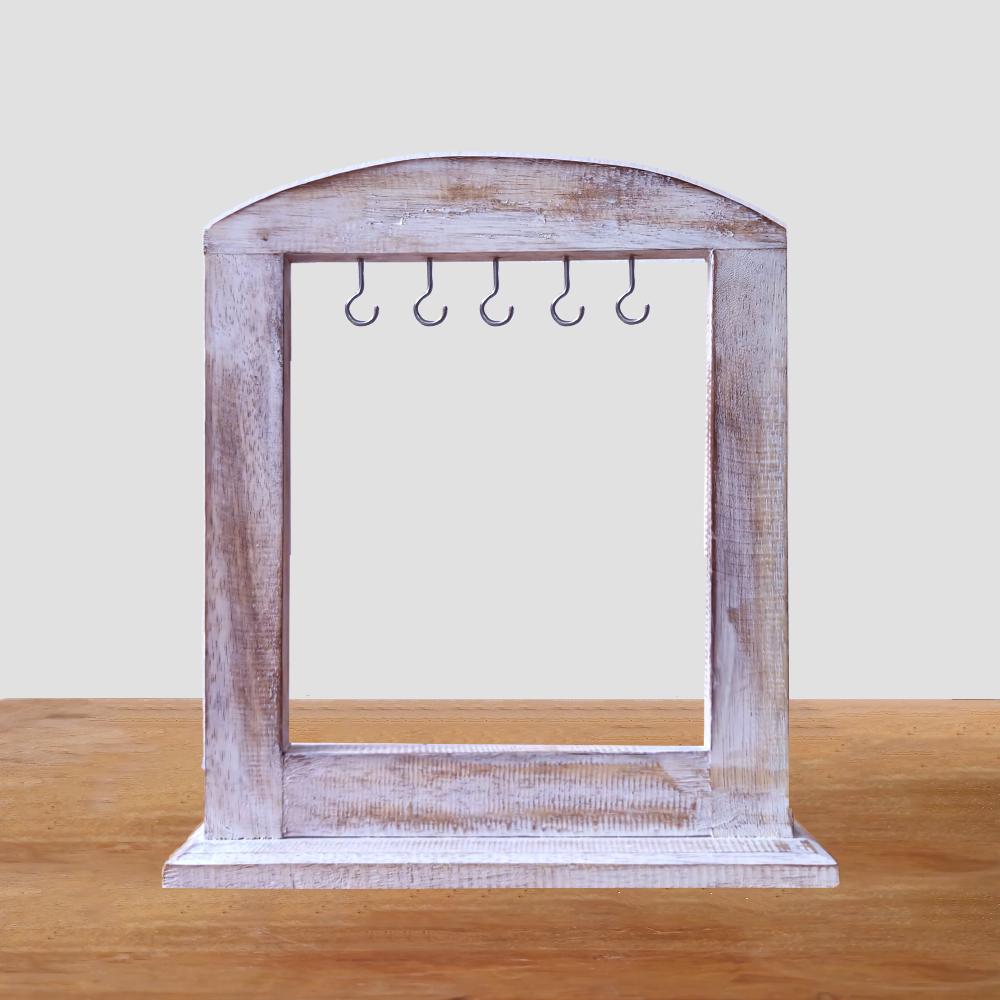 Ancient Wisdom Small Hanging-Things Stand - Whitewash (30x25cm)