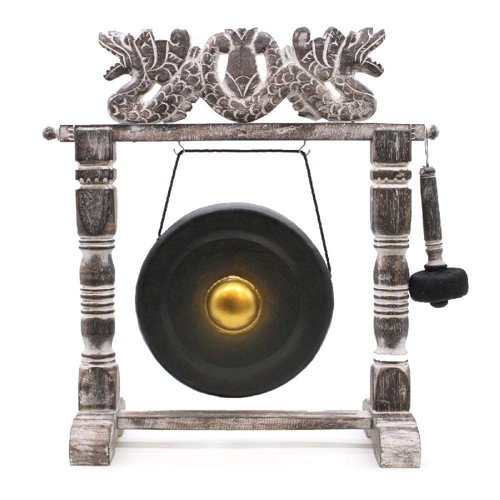 ancient wisdom Small Healing Gong in Stand - 25cm - Black