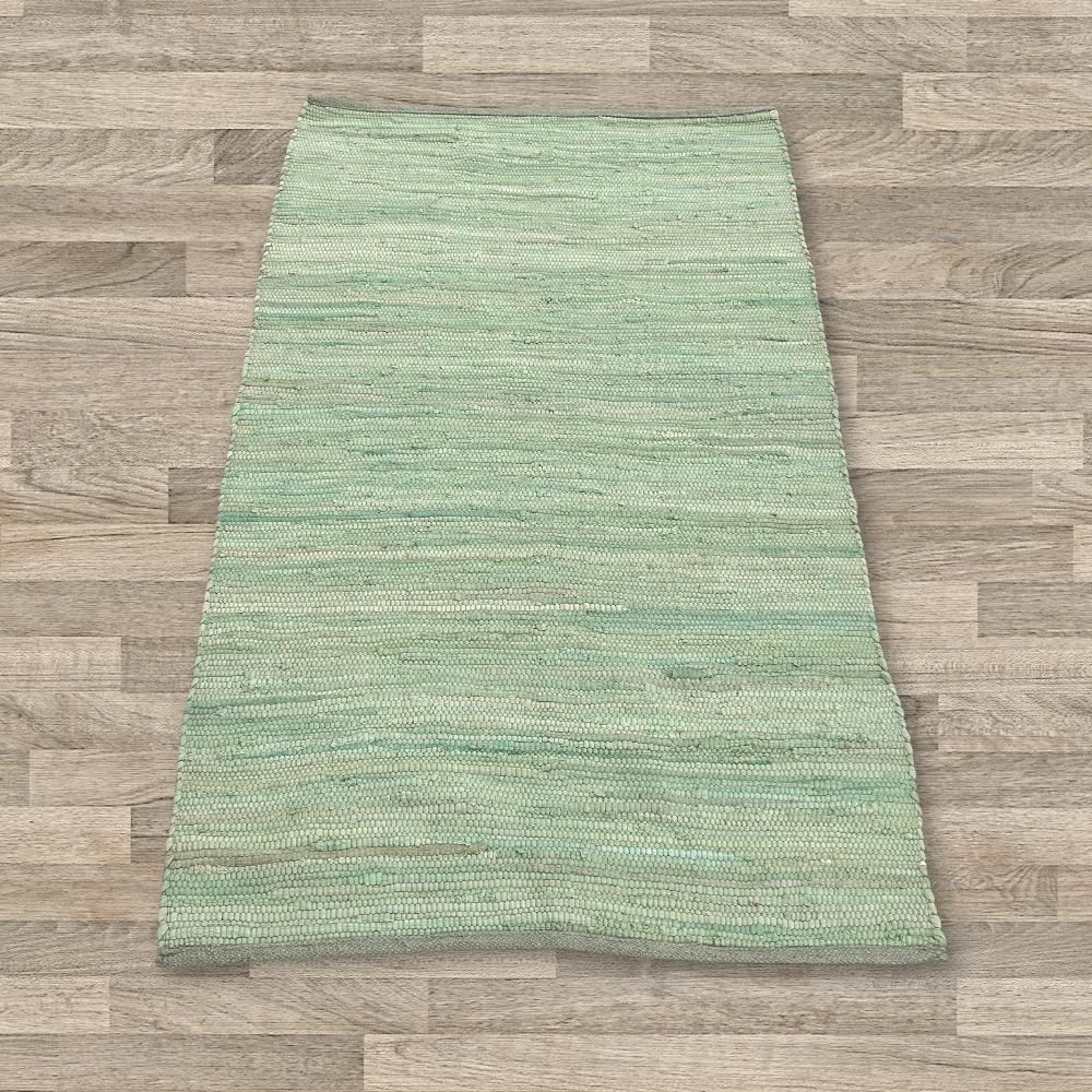 Ancient Wisdom Small Indian Handloom Cotton Rug - 50x90cm - Aqua