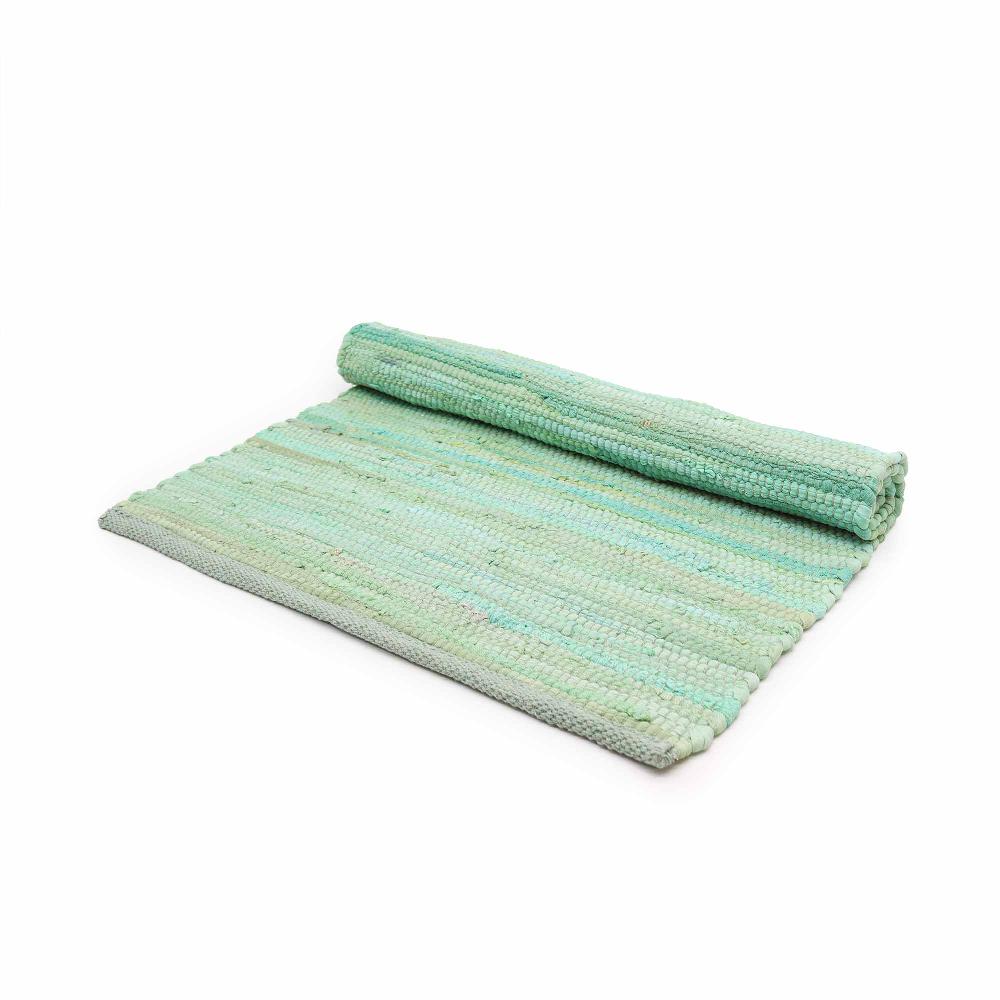 ancient wisdom Small Indian Handloom Cotton Rug - 50x90cm - Aqua