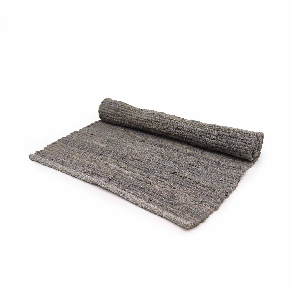 ancient wisdom Small Indian Handloom Cotton Rug - 50x90cm - Charcoal