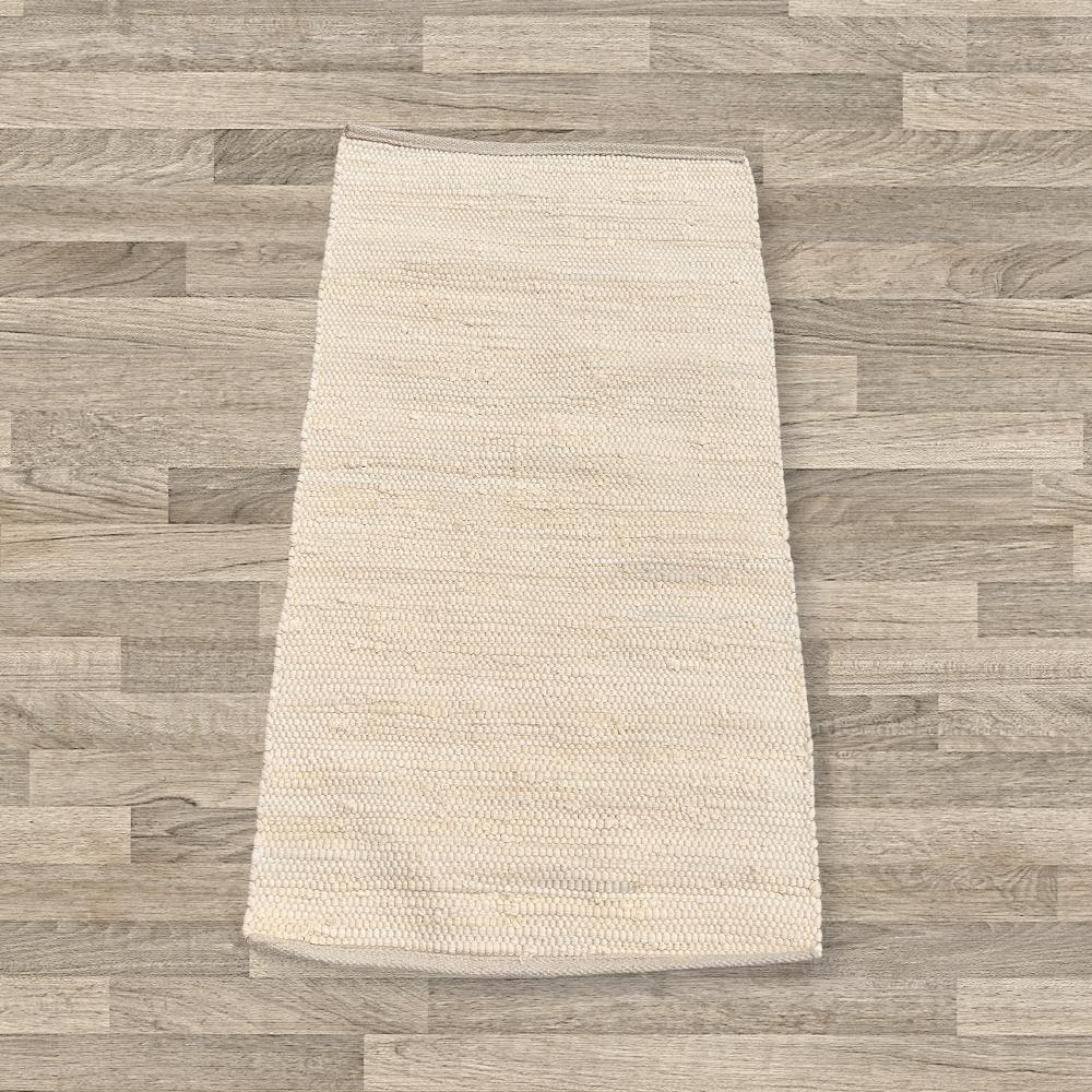 Ancient Wisdom Small Indian Handloom Cotton Rug - 50x90cm - Cream