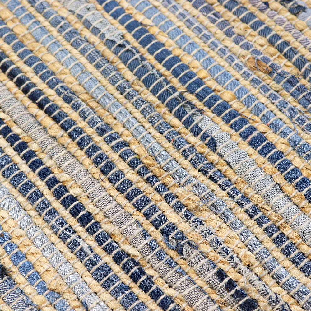 Ancient Wisdom Small Jute And Recycled Cotton Rug - 50x90cm - Blue