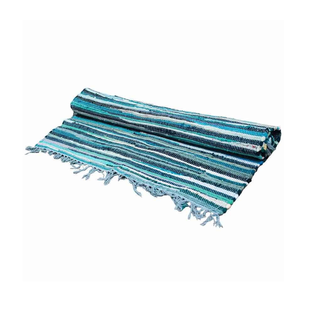 ancient wisdom Small Rag Rug - 50x90cm - premium quality - Aqua Blues